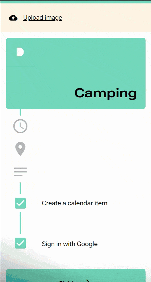 User uploading an image of a campfire